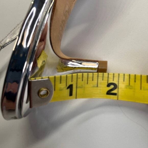 Stuart Weitzman EVA 50 Slingback Heels Sz 6.5 Silver Metallic Kitten Pointed Toe - Picture 11 of 14